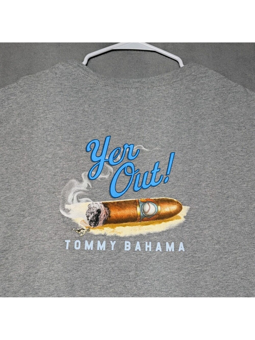 Tommy Bahama Mens 3XL Gray Yer Out Cigar Baseball Graphic T Shirt UPF 30 Relaxed